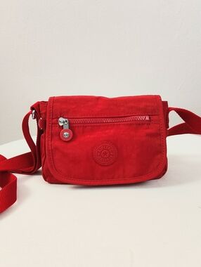 Kipling Sabian Crossbody Mini Bag Red Rouge Nylon Easy Clean Lightweight Errands